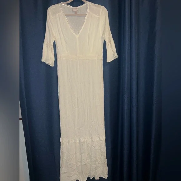 knee length dresses for ladies Rose Garden Tied Shoulder Maxi Dress White main image 1